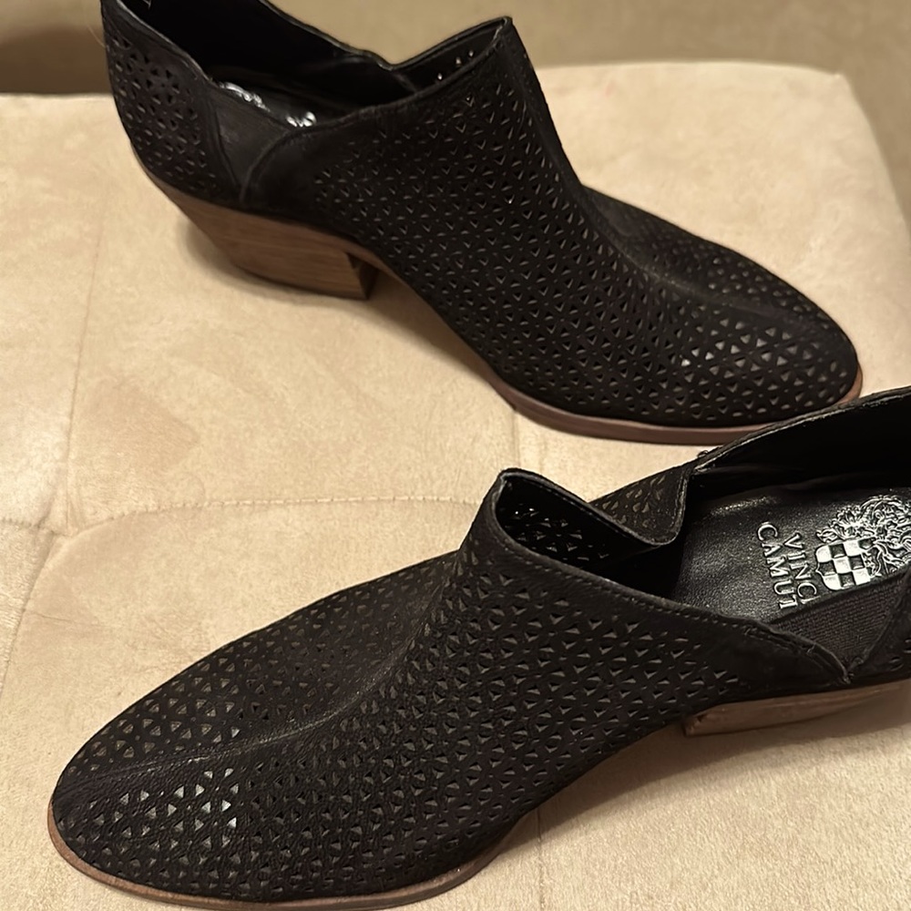 Black Leather Suede Vince Camuto Booties